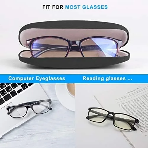 Vista 3 de KAYNO 1 funda rígida negra para gafas, funda protectora de cuero para lentes de sol con microfibra, fundas de tela de limpieza, gafas de sol