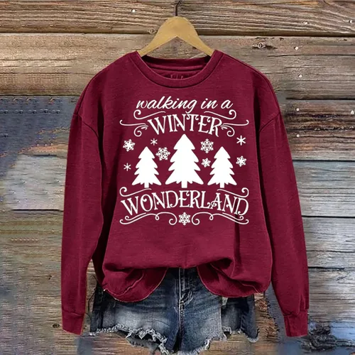 Vista 2 de Ceboyel Sudaderas gráficas de Navidad para mujer, camisa de manga larga, suéter divertido y alegre, ropa de moda 2023