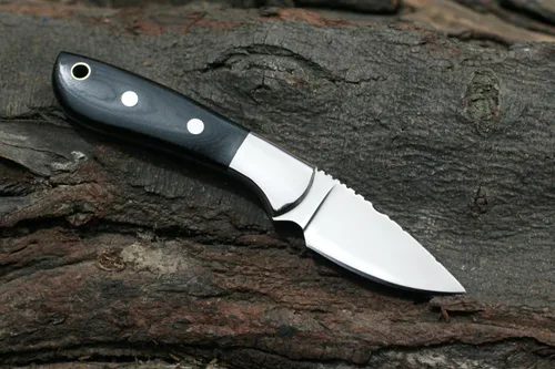 Vista 4 de GCS - Cuchillo táctico de acero hecho a mano D2, cuchillo de caza, cuchillo de campamento con funda de cuero, hoja de espiga completa diseñada