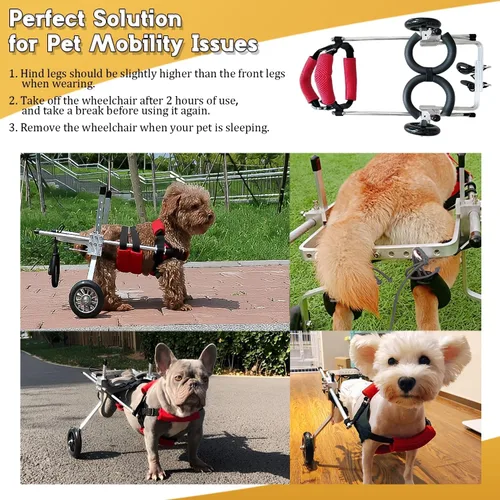 Vista 5 de Silla de ruedas para perros para patas traseras, carritos ajustables para perros con ruedas, silla de ruedas pequeña para perros con patas traseras