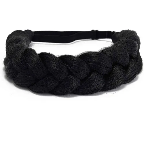 Vista 7 de Diadema trenzada de 3 hebras de pelo sintético trenzado grueso grueso grueso elástico diadema ropa señoras belleza