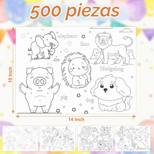 Vista 2 de 500 manteles individuales desechables de papel para colorear de 14 x 10 pulgadas, manteles individuales desechables para mesa de comedor, manteles