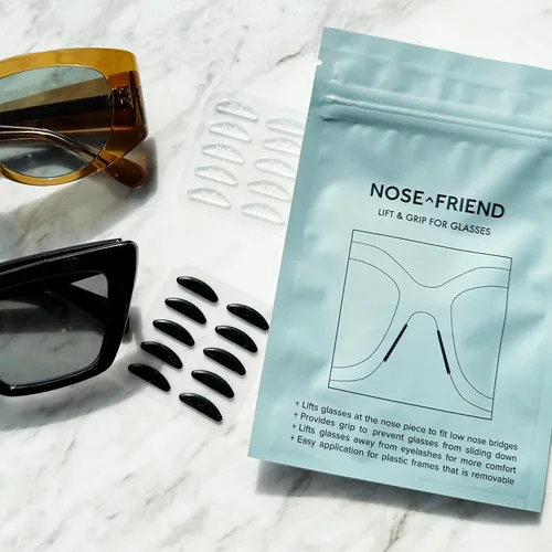 Vista 8 de NOSE FRIEND® 10 pares (negro y transparente), almohadillas de nariz de 0.047 pulgadas (0.047 in) de grosor para gafas, antideslizantes, puente