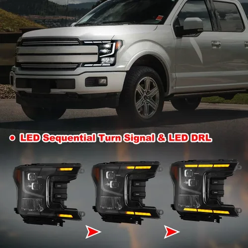 Vista 5 de Nixon Offroad Faros delanteros de proyector para Ford F150 2018-2020 Conjunto de faros LED completos con DRL / señal de giro secuencial