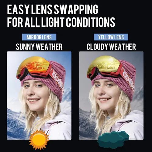 Vista 3 de COPOZZ S1 - Juego de gafas para esquiar polarizadas, magnéticas, para snowboard, OTG UV400
