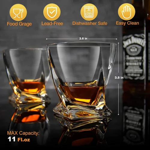 Vista 9 de Mfacoy Juego de 4 vasos de whisky al estilo antiguo