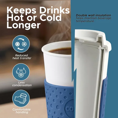 Vista 3 de Copco Acadia - Tazas de viaje con tapas, 16 onzas, color azul, juego de 2