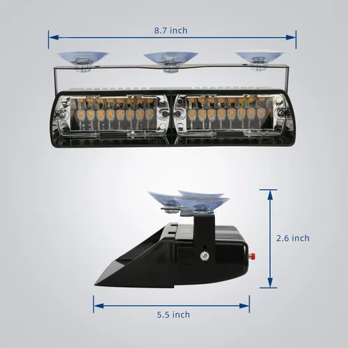Vista 6 de Barra de luces de emergencia estroboscópicas de escolta fúnebre púrpura/blanca para salpicadero 12V LED, interior, parabrisas, visera, cubierta