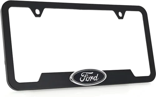 Vista 3 de Ford Logo 3D en negro de plástico ABS, soporte para matrícula con 2 agujeros (Negro/A)