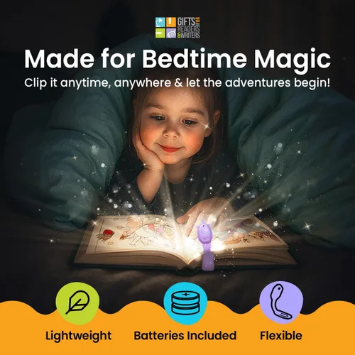 Vista 2 de Flexilight Pal - Luz de lectura 2 en 1, marcapáginas, luz LED con clip, lámpara de lectura para niños y adultos, accesorios de libro de regalo