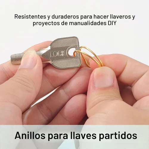 Vista 2 de 200 llaveros divididos a granel para llavero y manualidades (0.989 pulgadas) (dorado)