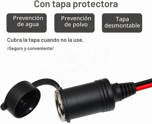 Vista 2 de Cable de extensión para encendedor de cigarrillos - Cable de extensión de coche de 6 pies, 12 V, enchufe macho a hembra con luces LED de 16 AWG