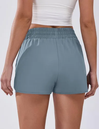 Vista 3 de BMJL Pantalones cortos de entrenamiento para mujer con cintura alta y elástico