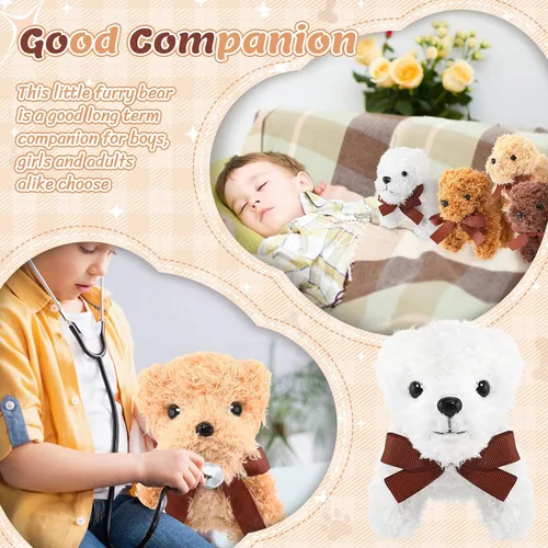 Vista 6 de HyDren Juego de 96 piezas de juguetes de peluche pequeños para perros de 4.7 pulgadas, bolsas de papel de peluche pequeños, tarjetas de adopción