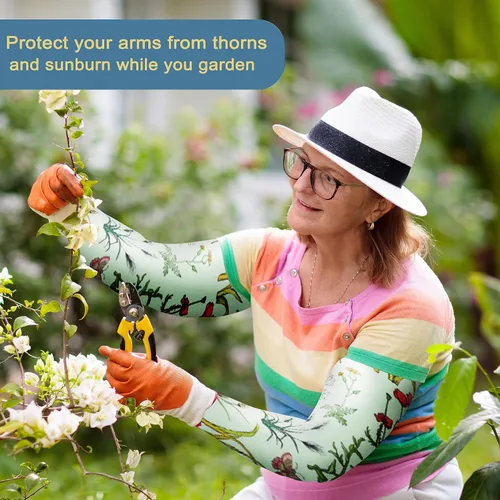 Vista 5 de Mangas de jardinería, mangas de protección solar para jardinería, mangas a prueba de espinas para cubrir brazos para mujeres y hombres