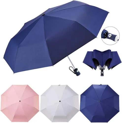 Vista 7 de FDJASGY - Sombrilla de viaje plegable y compacta, con apertura y cierre automático, para resistente al viento, a la lluvia y al 99.9% de protección