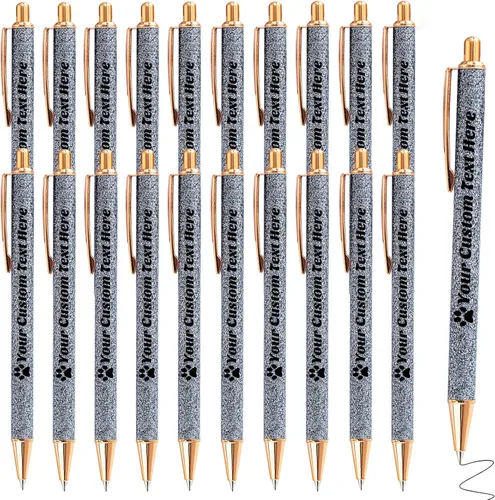 Vista 24 de 10 bolígrafos personalizados con purpurina, bolígrafos impresos personalizados a granel, bolígrafos retráctiles de tinta negra para graduación