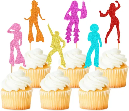Vista 11 de 25Pcs Jazz Dance Birthday Cake Topper Jazz Dancer Cupcake Topper Glitter Black Dance King Cupcake Picks,Jazzist Birthday Cupcake Decorations Pop