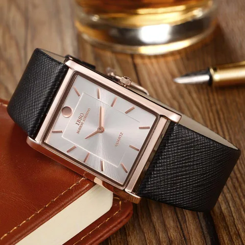 Vista 4 de Reloj de pulsera de cuarzo clásico con esfera rectangular ultrafina de 0.276 in para hombre