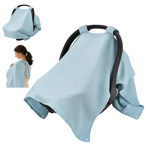 Vista 15 de SERAPHY Fundas de asiento de automóvil 100% muselina de algodón para bebés, funda universal para asiento de automóvil de bebé, cubierta de asiento