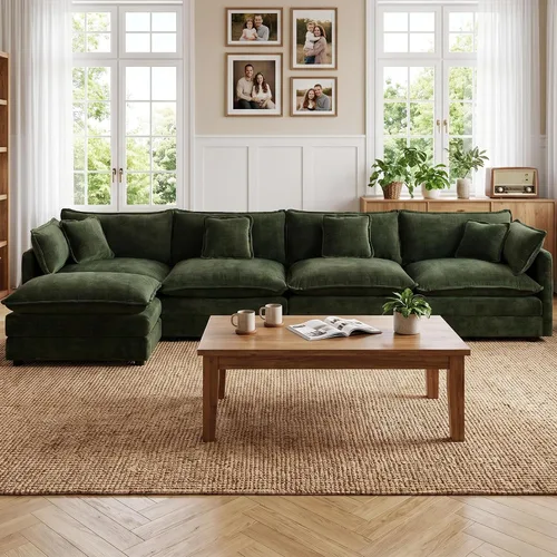Vista 47 de Tmsan Chenille Cloud - Juego de sofá y silla, color beige y blanco Blanco beige