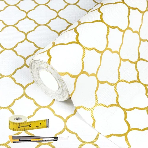 Vista 10 de Lámina para revestir estantes y cajones de cocina y baño, impermeable, antideslizante, sin adhesivo, fácil de limpiar, incluye cuchillo y cinta