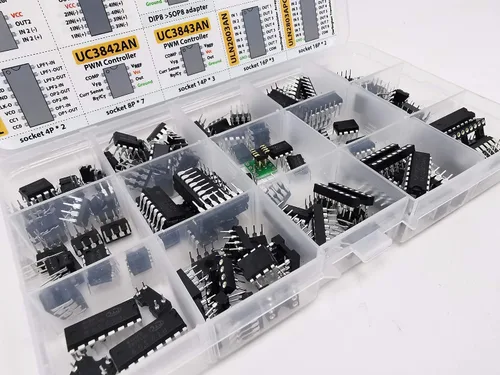Vista 4 de Surtido de chips CI XL, 150 piezas, amplificador, oscilador, pwm, PC817, NE555, LM358, LM324, JRC4558, LM393, LM339, NE5532, LM386, TDA2030