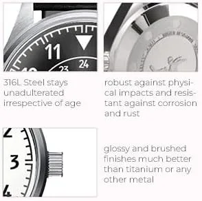 Vista 4 de RATIO Pilot Style Watches Analog Japanese Automatic 200M Water Resistant Casual Formal Wear Watch for Men