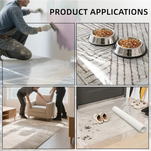 Vista 9 de WELSTIK Protector de alfombra transparente de 24 pulgadas x 200 pies de un solo rollo. Protector de alfombras de plástico resistente y limpio