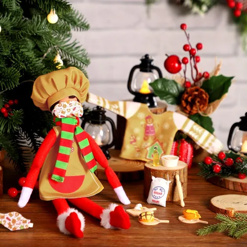 Vista 2 de Kacctyen 12 piezas de saco de dormir elfo muñeca temática de hornear accesorios de Navidad incluye muñeca de Navidad, saco de dormir, albornoz
