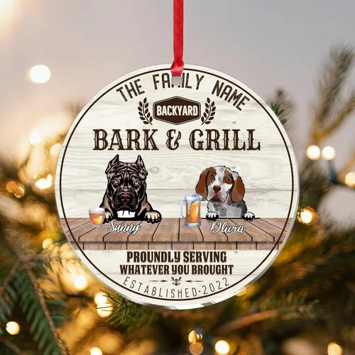 Vista 18 de SILYHEART Presa Canario & Welsh Hound Christmas Acrylic Ornaments Pet Dog Ceramic Christmas Keepsake Family Dog Name Funny Craft Hanging Ornaments