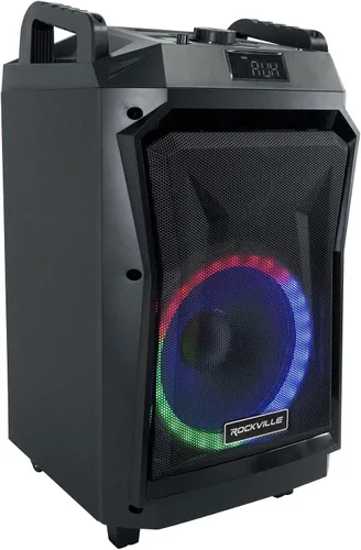 Vista 7 de Rockville Rockngo 800 - Altavoz Bluetooth portátil de 10 pulgadas, luces LED, ruedas, prioridad de micrófono, para fiestas y eventos al aire libre