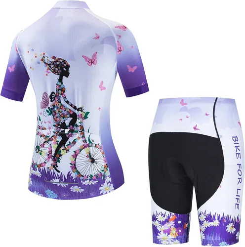 Vista 2 de Conjunto de pantalones cortos de ciclismo para mujer, acolchado para bicicleta, traje de verano