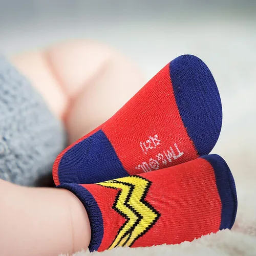Vista 3 de DC Comics Baby Boys and Girls Socks - 12 Pack Batman, Wonder Woman, Superman, Justice League, Super Girl Socks (0-24M)