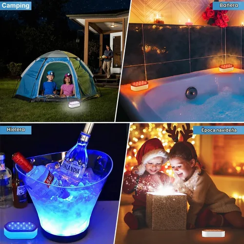 Vista 8 de QOLNBY - Luces de piscina con control remoto, batería de 2600mAh, impermeables IP68 de 16 colores para bañera de hidromasaje y piscina enterrada - 1