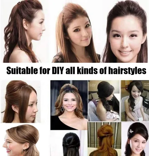 Vista 5 de 3 piezas de moño para el cabello, clip invisible para el cabello, base de volumen para mujeres, almohadilla de pelo esponjoso, herramienta