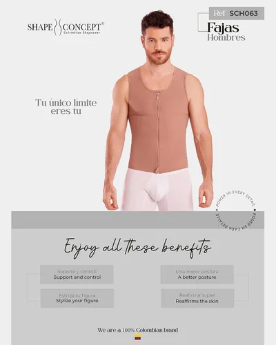 Vista 7 de SHAPE CONCEPT 062 063 Fajas Colombianas para Hombres Mens Faja Alta Compresión Garmen Shapewear Body Shaper para Hombres