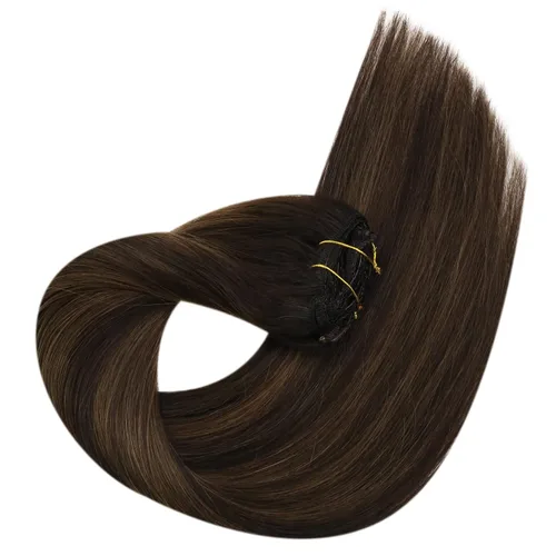 Vista 7 de Sunny - Extensiones de cabello humano real con cinta adhesiva, extensiones de cabello humano real, color marrón balayage, extensiones de cabello