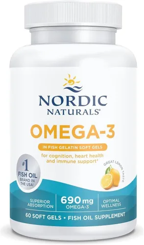 Vista 2 de Nordic Naturals Omega-3 en gelatina de pescado, sabor a limón, 60 geles de pescado, 690 mg de omega-3, aceite de pescado, EPA y DHA, apoyo