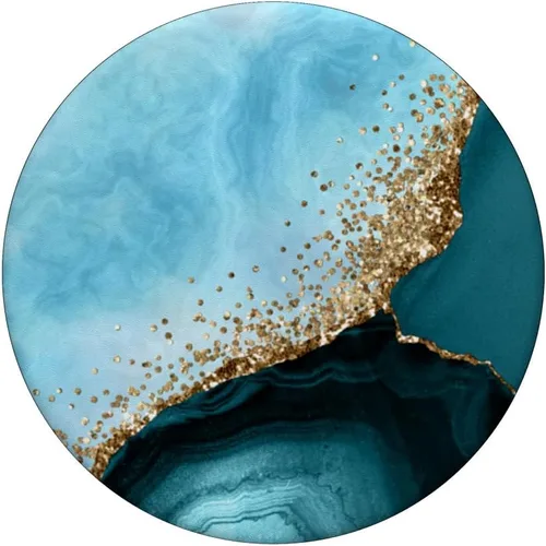 Vista 3 de PopSockets de mármol de ágata dorada intercambiable PopGrip