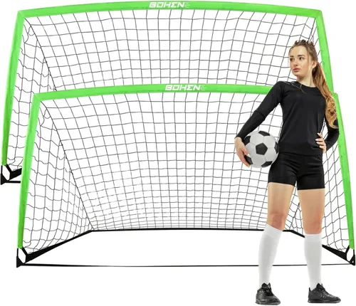 Vista 13 de BOHEN 9x5 FT Kids Soccer Goals with Carry Bag, Portable Folding Soccer Net for Backyard Training, Indoor/Outdoor Use for Youth and Adult