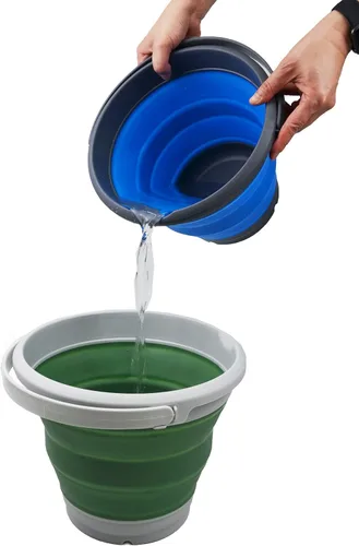 Vista 8 de SAMMART Cubo de plástico plegable de 5.5 L (1.4 galones) con tapa, bañera redonda plegable con tapa, cubo de agua portátil para pesca, maceta