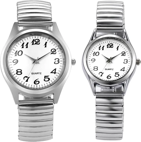 Vista 7 de Lancardo Reloj de pulsera con correa elástica para hombres y mujeres fácil de leer con esfera de números grandes reloj de correa elástica