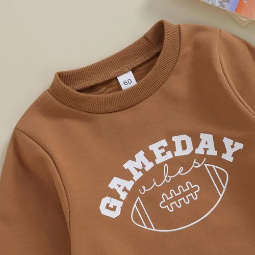 Vista 5 de MERSARIPHY Sudadera de fútbol para bebé, traje de manga larga con letras divertidas, ropa de otoño e invierno