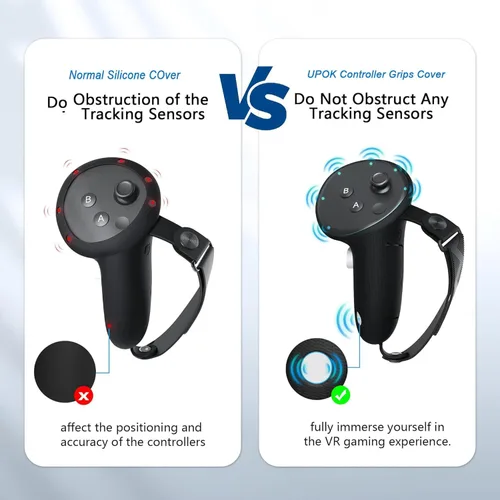 Vista 5 de UPOK Controller Grips For Oculus Quest 3 - Silicone Protective Handle Cover For Meta Quest3 Opening Door Easy Replace Battery and Palm Adjustable