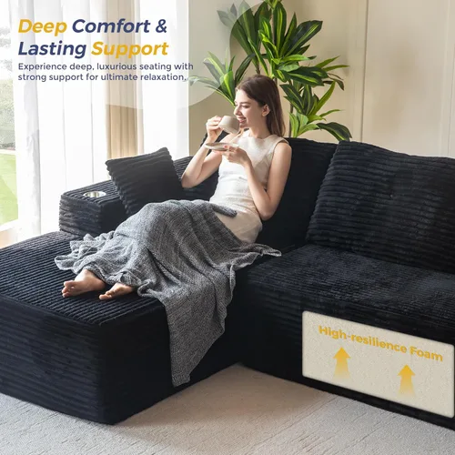Vista 7 de MAXYOYO Sofá modular de 104 pulgadas con diván en forma de L, moderno sofá deshuesado para sala de estar, sofá en una caja, sofá de gran