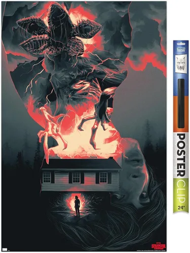 Vista 19 de Trends International Netflix Stranger Things - Póster de pared de siluetas, 22.4 pulgadas de largo x 14.7 pulgadas, versión enmarcada en madera