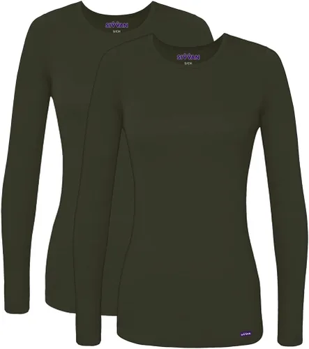 Vista 33 de Sivvan Scrubs for Women - Long Sleeve Comfort Underscrub Tee 2-Pack Negro