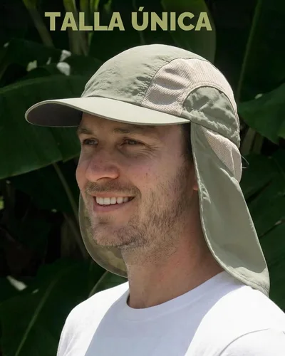 Vista 4 de Sombrero de sol para hombre con malla transpirable sombreros de sol para hombres sombrero de pesca Beige claro