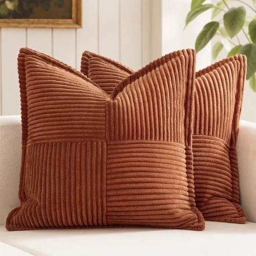 Vista 29 de MIULEE - Juego de 2 fundas de almohada beige de 12 x 12 pulgadas con entretejido, fundas de almohada a rayas bohemias supersuaves con textura